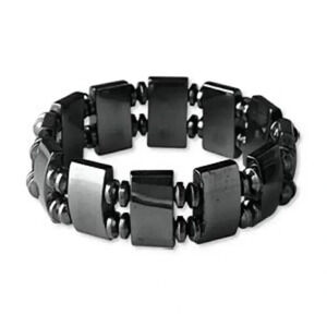 Chunky Gunmetal Hematite Rectangle & Rondelles Bracelet